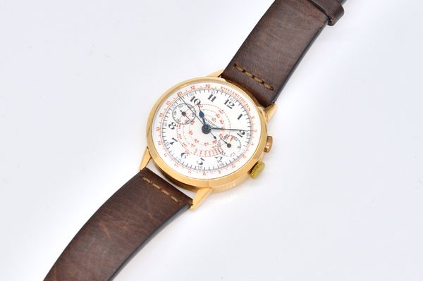 A GOLD BERTHOUD GENEVE CHRONOGRAPH WRISTWATCH