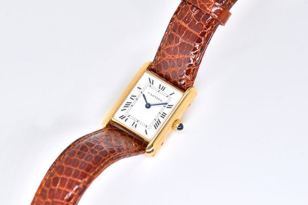 AN 18CT GOLD CARTIER TANK WRISTWATCH