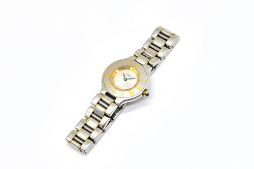 A MUST DE CARTIER 21 LADY'S STEEL BRACELET WRISTWATCH