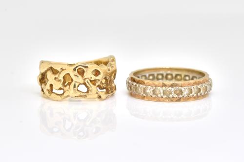 TWO 9CT GOLD RINGS  (2)