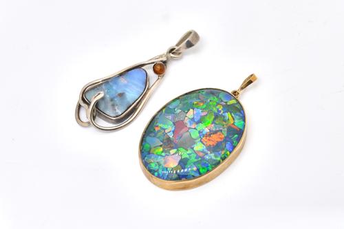 TWO OPAL PENDANTS (2)