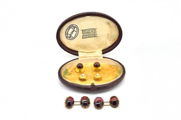 TWO PAIRS OF STUDS AND A PAIR OF CUFFLINKS (3)