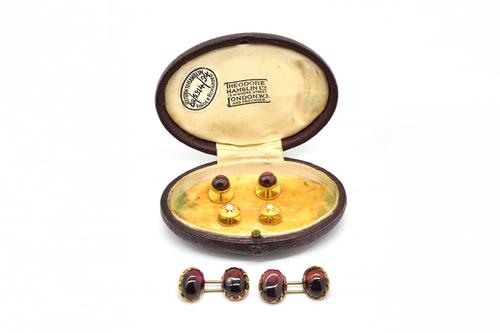 TWO PAIRS OF STUDS AND A PAIR OF CUFFLINKS (3)