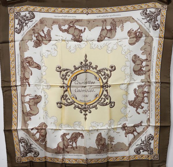 HERMES: 'COURBETTES ET CABRIOLES' SILK SCARF BY FRANCOIS FACONNET