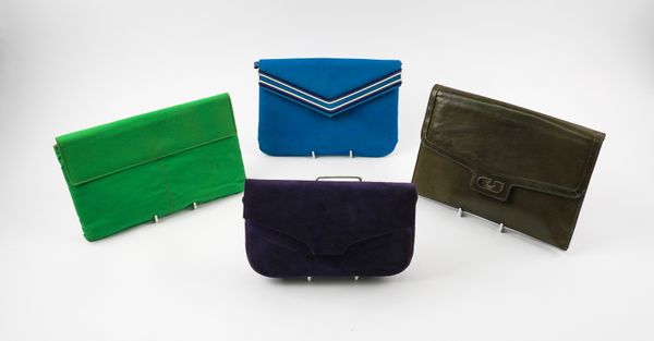 CHARLES JOURDAN: FOUR BAGS INCLUDING A PURPLE SUEDE CLUTCH (4)