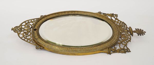 AN EDWARDIAN ROBERT ADAM REVIVAL GILT-BRASS GIRANDOLE MIRROR