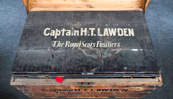 A MILITARY TRUNK, UNIFORM AND EPHEMERA BELONGING TO MAJOR HENRY T. LAWDEN M.C., ROYAL SCOTS FUSILIERS