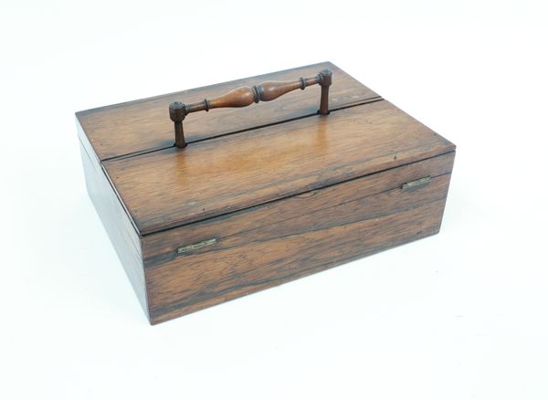 A REGENCY ROSEWOOD PORTABLE FOLDOUT WRITING BOX