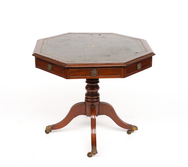 A 19TH CENTURY AND LATER MAHOGANY OCTAGONAL CENTRE TABLE