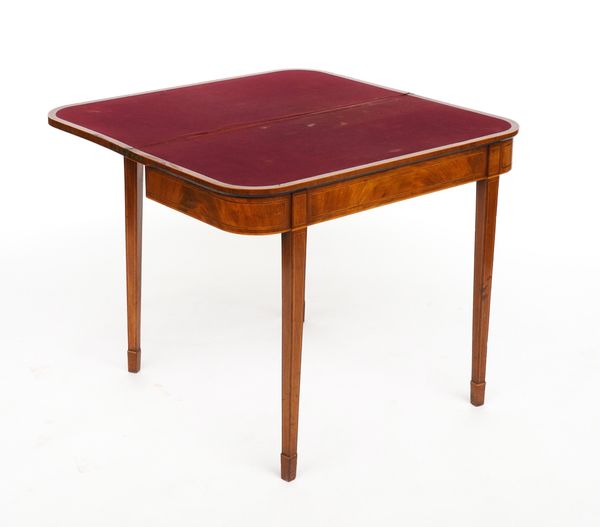 A GEORGE III TULIPWOOD BANDED MAHOGANY CARD TABLE