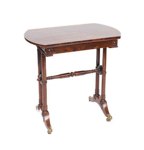 A REGENCY ROSEWOOD SEWING TABLE