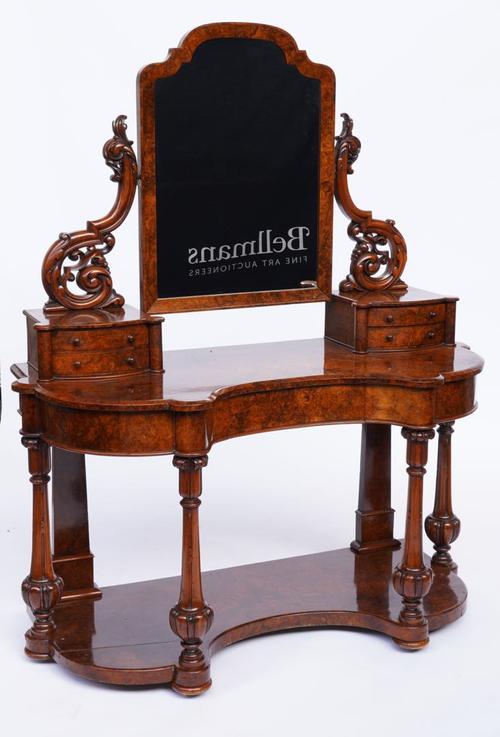 A VICTORIAN FIGURED WALNUT DUCHESS DRESSING TABLE