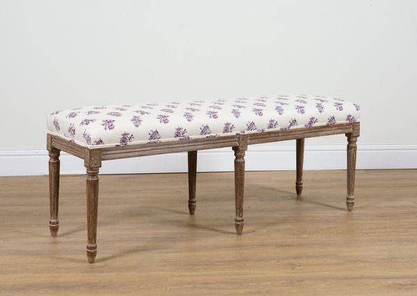 A LOUIS XVI STYLE SIX LEG RECTANGULAR FOOT STOOL