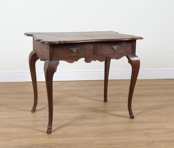 AN 18TH CENTURY DUTCH OAK SHAPED TOP SINGLE DRAWER TABLE