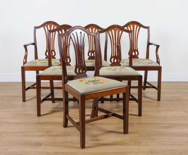 A SET OF SIX GEORGE III STYLE MAHOGANY DINING CHAIRS (6)