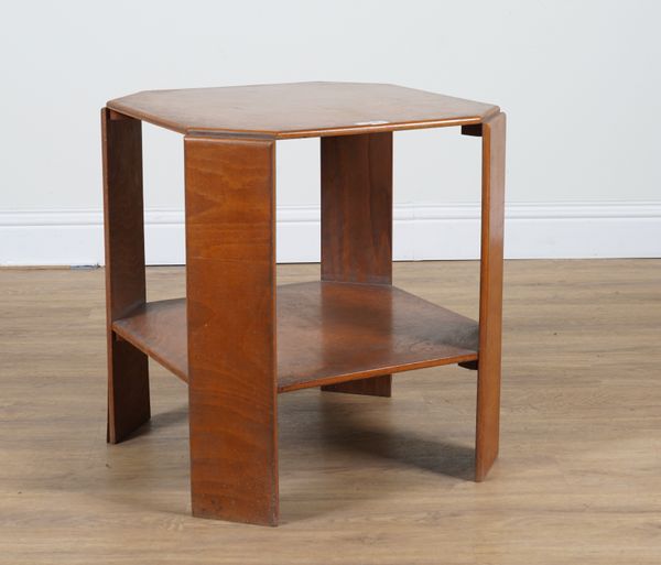 A HEALS STYLE MID 20TH CENTURY BEECH TWO TIER SIDE TABLE