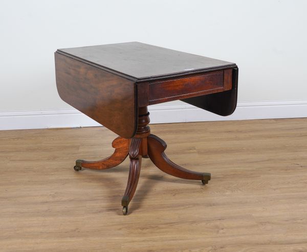 A REGENCY MAHOGANY DROP FLAP CENTRE TABLE