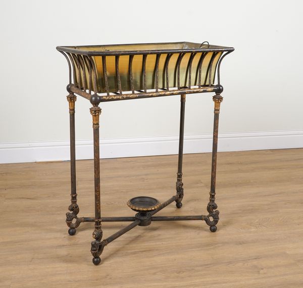 A REGENCY STYLE PAINTED METAL RECTANGULAR JARDINIERE STAND