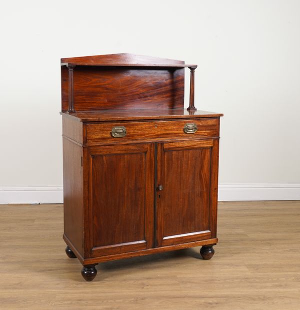 A 19TH CENTURY MAHOGANY SHELF-BACK CHIFFONIER