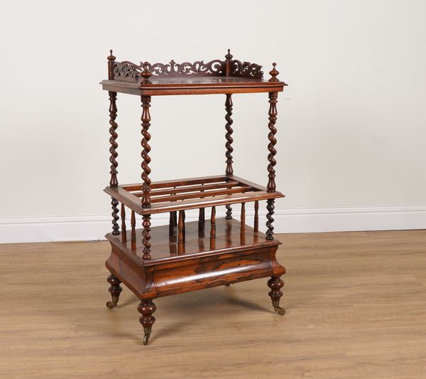 A VICTORIAN ROSEWOOD CANTERBURY/WHAT-NOT