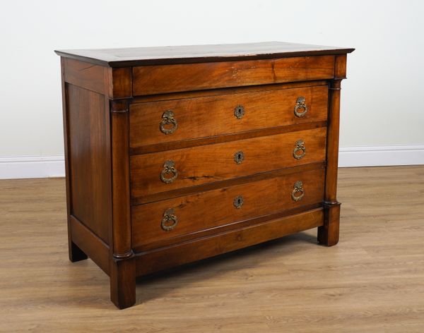 A LATE 19TH CENTURY FRENCH EMPIRE REVIVAL FOUR DRAWER COMMODE