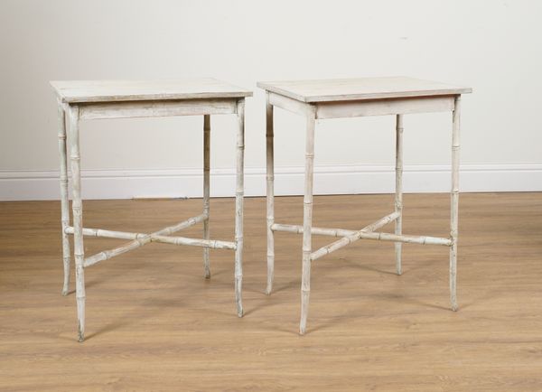 A PAIR OF WHITE PAINTED PINE RECTANGULAR OCCASIONAL TABLES (2)