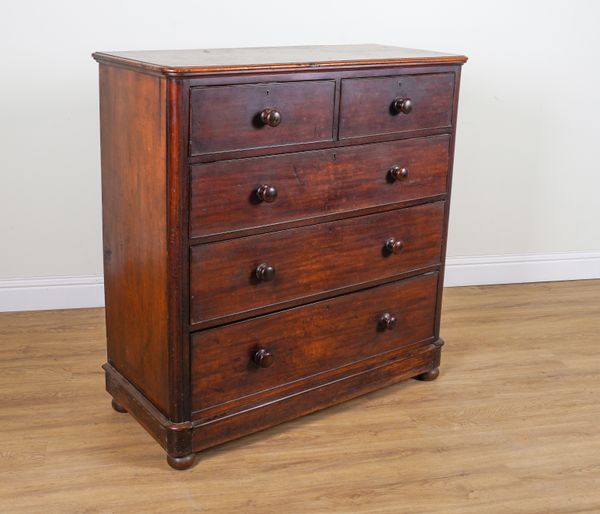 A VICTORIAN MAHOGANY FIVE DRAWER CHEST