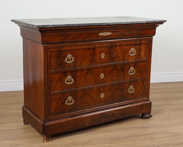 A LATE EMPIRE MARBLE TOP COMMODE