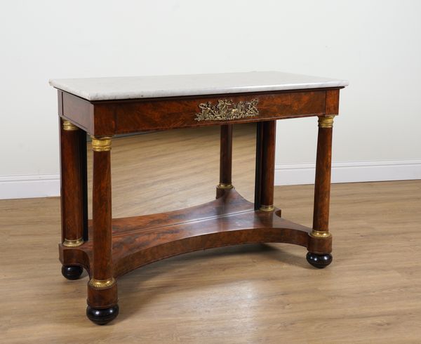 AN EMPIRE REVIVAL MARBLE TOPPED CONSOLE TABLE