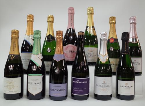 11 BOTTLES ENGLISH SPARKLING AND 1 CHAMPAGNE