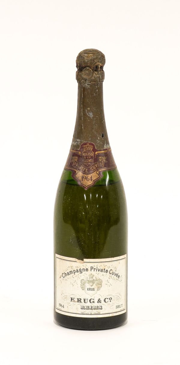 A BOTTLE OF KRUG CHAMPAGNE PRIVATE CUVEE 1964