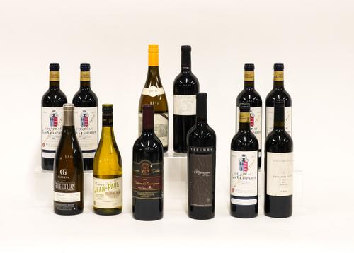 TWELVE BOTTLES OF MIXED WINES INCLUDING FIVE BOTTLES OF JANOUEIX CHATEAU LA GASPARDE CUVEE PRESTIGE BORDEAUX 2012 (12)