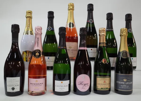 10 BOTTLES CHAMPAGNE AND 2 FRENCH SPARKLING WINE