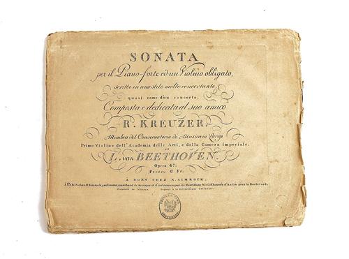 BEETHOVEN, Ludvig van (1770-1827).  Sonata per il Piano-forte ed un Violino obligato, [1805], stitched. FIRST EDITION.