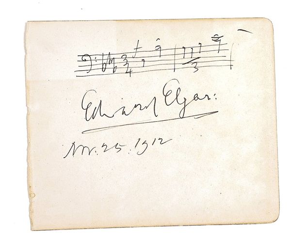 ELGAR, Edward (1857-1934). A manuscript musical quotation from "In the South."