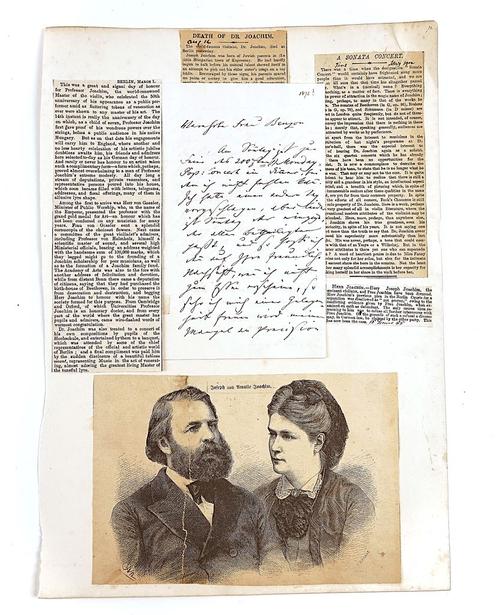 JOACHIM, Joseph (1831-1907). A Cabinet-style photographed portrait, signed. With 3 other related items. (4)