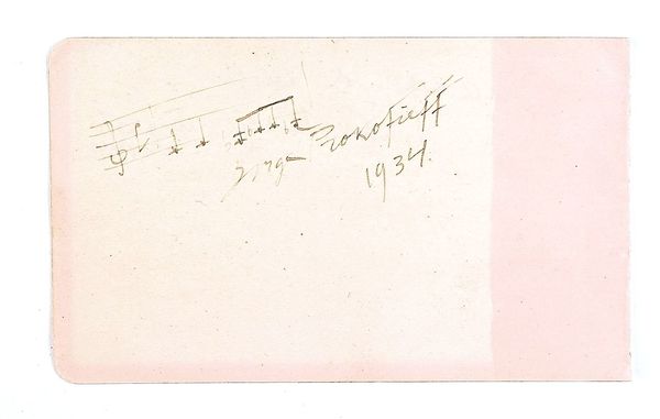 PROKOFIEV, Sergei (1891-1953). A manuscript musical quotation signed and dated by the composer.