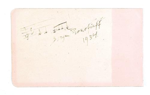PROKOFIEV, Sergei (1891-1953). A manuscript musical quotation signed and dated by the composer.