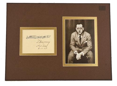 STRAVINSKY, Igor (1882-1971). A manuscript musical quotation from the Pastorale for Violin and Piano.