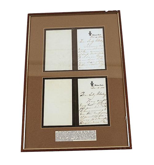 VICTORIA, Queen of England (1819-1901).  Two autograph letters; and two autograph letters by Disraeli. (4)