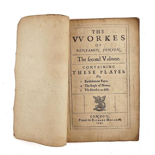 JONSON, Ben (1572-1637). Bartholomew Fayre, London, 1631, with old upper wrapper.
