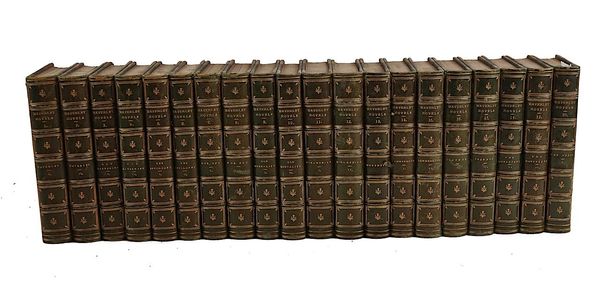 BINDINGS - Walter SCOTT (1771-1832). The Waverley Novels, Edinburgh, 1877-79, 48 vols., very attractively bound in contemporary green half morocco gilt. (48)
