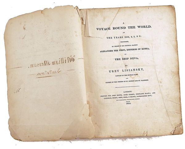 LISIANSKY [or LYSIANSKYI], Yury Federovich (1773-1837).  A Voyage Round the World, London, 1814, unbound. FIRST EDITION IN ENGLISH.