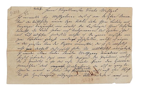 [BEETHOVEN, Ludvig Van (1770-1827)]. A two-page autograph letter referring to Beethoven, dated 31 Oct. 1839.