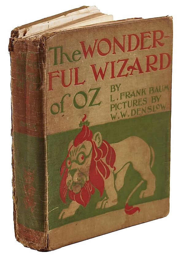 BAUM, Frank L. (1856-1919).  The Wonderful Wizard of Oz, Chicago, 1900, defective, original cloth. FIRST EDITION. With the same author's The Marvelous Land of Oz ([Chicago, n.d.]), also defective. (2)
