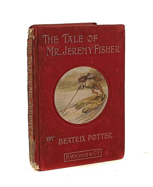 POTTER, Beatrix (1866-1943). The Tale of Mr Jeremy Fisher, London, 1906, 12mo, 27 full-page coloured illustrations by Beatrix Potter, original boards. FIRST EDITION.