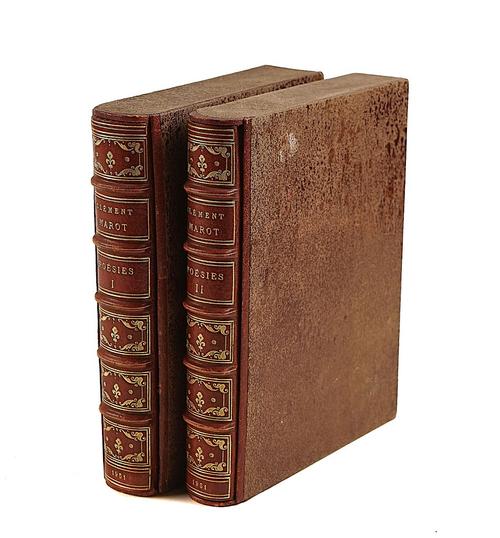 BINDING - Clément MAROT (1496-1544).  Poésies, Paris, [1951], 2 vols., FINELY BOUND in contemporary burgundy morocco. (2)