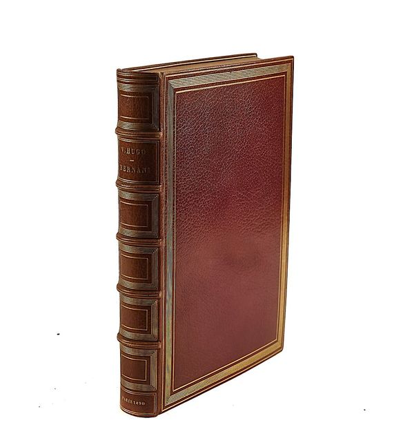 BINDING - Victor HUGO (1802-85).  Hernani, Paris, 1890, EXCEPTIONALLY FINELY BOUND in olive morocco by Chambolle-Duru, "Exemplaire sur Hollande non mis dans la commerce", signed by the publisher.