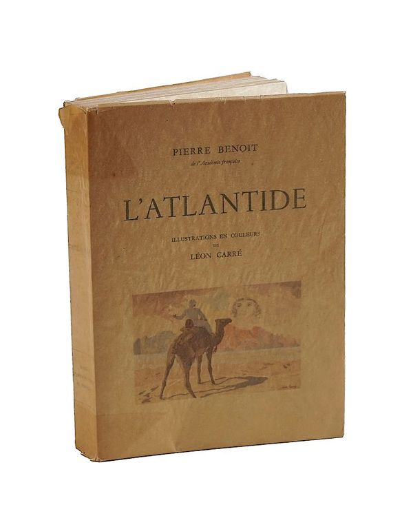 BENOIT, Pierre (1886-1962).  L' Atlantide, Paris, 1939, 4to, fine hand-coloured illustrations by Léon Carré, original wrappers. ONE OF 1,100 COPIES, PRESENTATION COPY, inscribed by the author to Frank Jay Gould.