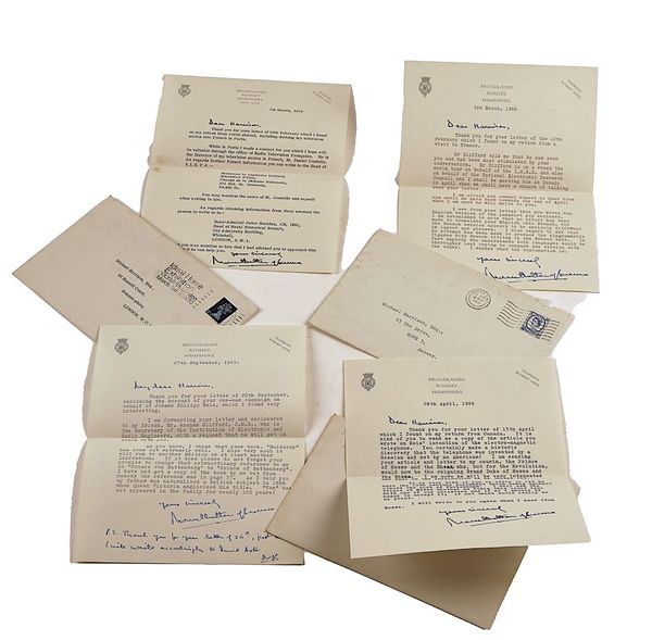 MOUNTBATTEN, Louis, Earl Mountbatten of Burma (1900-79). 4 typed letters to Michael Harrison, signed, dated variously 1965-70; with a postcard and a telegram. (6)